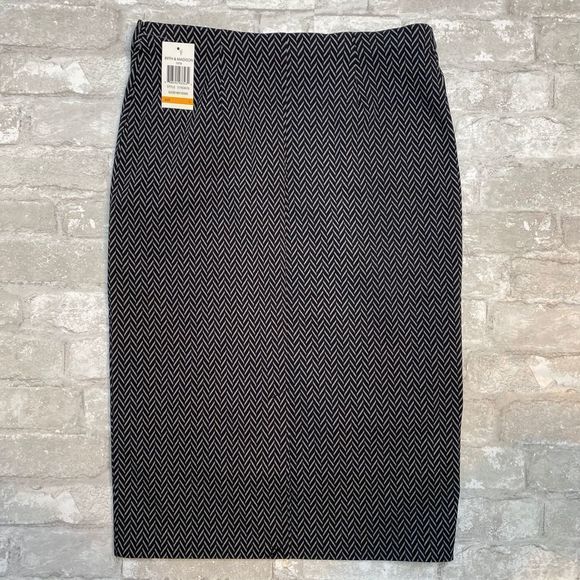 89TH & MADISON BLACK & GREY CHEVRON SKIRT NWT - Picture 1 of 6